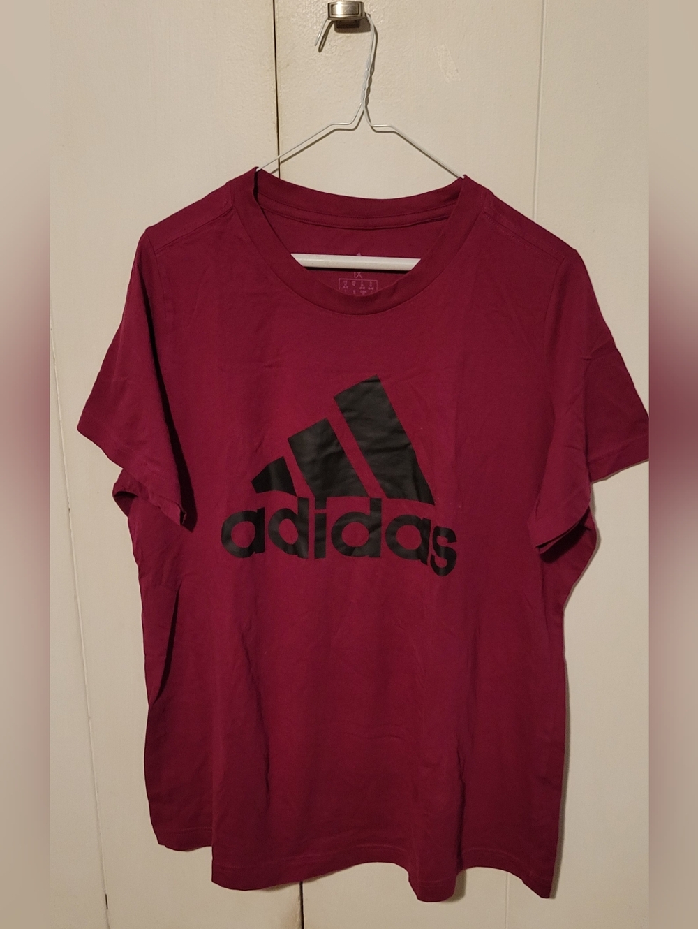 Adidas Women's Logo Tee in Burgundy/Magenta - Size 1X